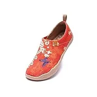 uin sakura femme chaussure de voyage peinte chaussures bateau toile confort rouge espadrilles mode basses mocassins art multicolore loafers originales slipper pour femmes ,sakura,40 eu