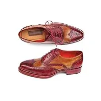 paul parkman chaussures richelieu triple semelle en cuir pour homme bordeaux & camel (id#027-trp-cmlbrd), camel & bordeaux, 43 eu