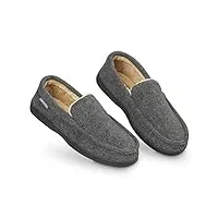 dunlop chausson homme semelles antidérapantes chaussons charentaises hommes mémoire de forme intérieur extérieur pantoufles mocassins loafers hiver (42 eu, gris foncé)