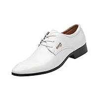 zpllstratos chaussures de ville à lacets derbys oxford cuir vernis homme bout pointu chaussures mariage business costume(blanche,40 eu)