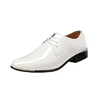 zpllsbratos derby chaussures de ville à lacets cuir vernis homme oxford bout pointu business mariage 38-48(blanche,40 eu)