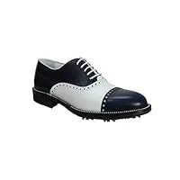 atelier guarotti chaussures de golf italiennes faites à la main pour homme – pointes – sur mesure – royal, 1 bleu, 2 blanc, 3 bleu., 41 1/3 eu