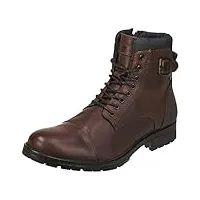 jack & jones homme jfwalbany leather brown stone sts biker boots, marron/pierre, 47 eu