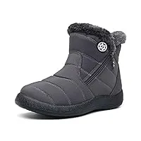 gaatpot bottes femme chaussures coton bottines hiver imperméable bottes de neige fourrée chaude gris eu41