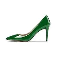 edefs femme escarpins talon aiguille 8 cm,femme escarpins bout fermé,soirée bureau chaussures,verni vert eu38