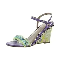 blue by betsey johnson women's kodi espadrille wedge sandal, purple multi, 5.5