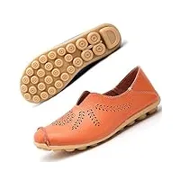 mocassins femmes cuir chaussures plates loafers casual confort bateau chaussures de conduite Été sandales orange eu42.5=cn44