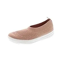 fitflop women's uberknit slip-on ballerina sneaker, beige, 7.5