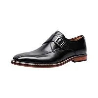 santimon chaussures à boucle de ville en cuir homme monk moc toe derby casual business mariage loafer noir 44 eu