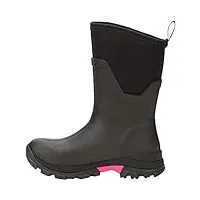 muck boots femme arctic ice mid agat botte de pluie, noir/rose vif, 42 eu