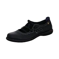 jungla footwear ballerine pour femme en cuir véritable noir avec lacets en caoutchouc., noir , 36 eu