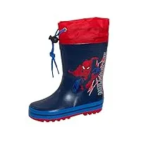 marvel bottes de pluie spiderman à nouer boys wellies super hero wellingtons girls rain snow welly shoes, marine rouge, 31 eu