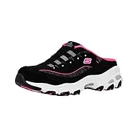 skechers women's d'lites slip-on mule sneaker black/hot pink 7.5 wide
