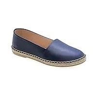 39 bleu emmanuela cuir espadrilles, chaussures d'été basses pour femmes, espadrilles de haute qualité avec orteils fermés, entièrement cousu à la main en grèce
