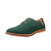 wealsex derby homme nubuck oxfords chaussures de ville lacets plate bout ronde chaussures d'affaires suède casual homme (vert,41)