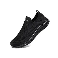 yisinp baskets en maille pour homme et femme - chaussures de sport à enfiler - sans lacets - chaussures de fitness, noir , 43 eu