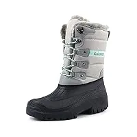 knixmax bottes neige femme chaussures hiver imperméable chaudes bottes de randonnée marche montange jardin lite-gris 38eu