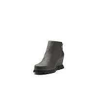 sorel women's joan of arctic wedge iii zip boot — quarry, black — waterproof leather wedge boots — size 5
