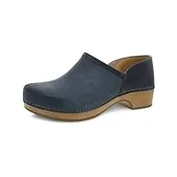 dansko women's brenna navy burnished slip-on clog 6.5-7 m us - comfort shoe
