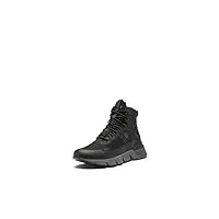 sorel men's kinetic rush mid wp sneaker — black, grill — waterproof textile sneakers — size 10.5