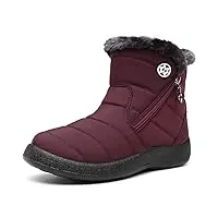gaatpot bottes femme chaussures coton bottines hiver imperméable bottes de neige fourrée chaude rouge eu38