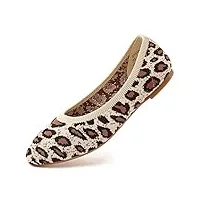 puxowe ballerine pour femme pointue tricot chaussure confortable casual mocassin sexy ete plate ballet flat shoes 38.5 eu leopard beige