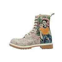 dogo vegan en cuir multicolore mode bottes longues pour femme - bottes pour de marche confortables - fait à la main - a flower from the past frida kahlo design - taille 38