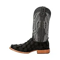 durango bottes western exotiques pirarucu skin à bout carré large pour homme, pirarucu noir mat, 44 eu