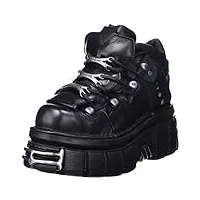 new rock chaussures 106 bottines homme noir avec plate-forme et ornements metallic urban black shoes m.106-s112, noir , 40 eu