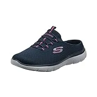 skechers women's summits - swift step sneaker mule, navy/hot pink, 7