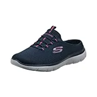 skechers women's summits - swift step sneaker mule, navy/hot pink, 9