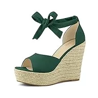allegra k sandales compensées à lacets à la cheville pour femmes vert émeraude 38