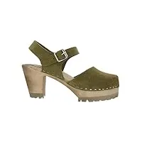 mia sandales abba inspirées des sabots pour femme, daim olive., 39 eu