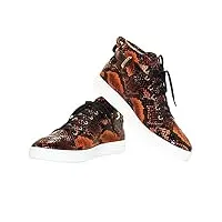 peppe fraser - eu 40 - us 7 - uk 6-25,5 cm - handmade italiennes cuir pour des hommes couleur orange chaussures décontractées sneakers - cuir de vachette cuir souple - lacer
