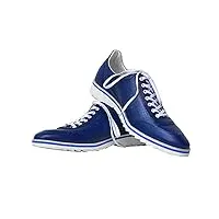 peppe bluello - eu 45 - us 12 - uk 11-30 cm - handmade italiennes cuir pour des hommes couleur bleu marine chaussures décontractées sneakers - cuir de vachette cuir souple - lacer