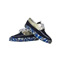 peppe lovetto - eu 40 - us 7 - uk 6-25,5 cm - handmade italiennes cuir pour des hommes couleur bleu marine chaussures décontractées sneakers - cuir de vachette suède - lacer