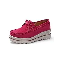 sruq mocassins femme daim cuir loafers chaussures compensées slip-on de décontractées chaussures plates chaussure de bateau (rouge rose, numeric_38)