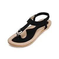 zoerea sandales femme Été plates confortable mode bohème tongs bout ouvert chaussures pour plage vacances du quotidien détente taille style 8 noir,43 eu