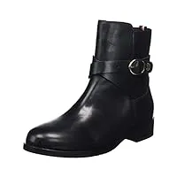 tommy hilfiger femme th belt flat boot fw0fw06753 bottes basses, noir (black), 41 eu