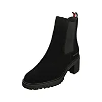 tommy hilfiger femme outdoor chelsea mid heel boot 619 fw0fw06619 bottes mi-hautes, noir (black), 39 eu