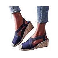 minetom femme sandales espadrilles compensées À semelle plateforme sandales compensées Été chaussures avec bout fermé a bleu 40 eu