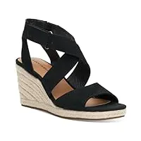 lucky brand women's mendona espadrille wedge sandal, black, 9.5
