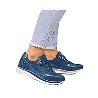 minetom baskets femme chaussures de course pu running baskets chaussures de sport outdoor fitness gym fermeture Éclair sneakers a bleu 39 eu