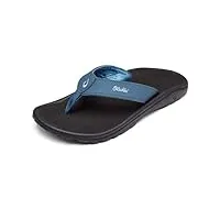 olukai ohana sandales de plage pour homme à séchage rapide, résistantes à l'eau et légères, semelle moulée par compression et ajustement confortable ultra doux, azul vintage negro, 39.5 eu