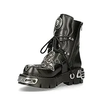 new rock 407-s1 argent croix boucle bottines en cuir noir gothique punk motard chaussures de mode 8