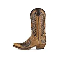 sendra boots 6990 bottes pour femme avec talon fin style cowboy en cuir marron effet vieilli, marron, 41 eu