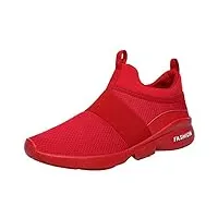 wealsex baskets basses sans lacets sport running jogging voyage mocassin mesh respirant chaussures casuel confort homme (rouge, numeric_45)