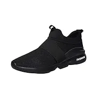 wealsex baskets basses sans lacets sport running jogging voyage mocassin mesh respirant chaussures casuel confort homme (noir, numeric_46)
