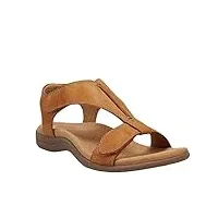 minetom femmes sandales plates Été bout ouvert solide faux cuir orthopédique chaussures de plage décontractée rome dames gladiateur a jaune 39 eu