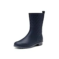 dream pairs bottes de pluie imperméables en caoutchouc mi-mollet pour femme navy blue 38 (eur) sdrb2204w-e